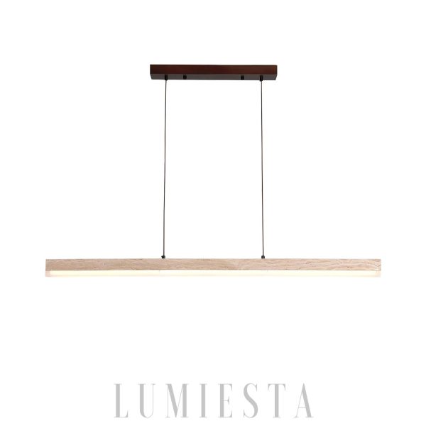 Alesandra - Nowoczesna podłużna lampa wisząca nad stół z trawertynu - Długość 120/150cm