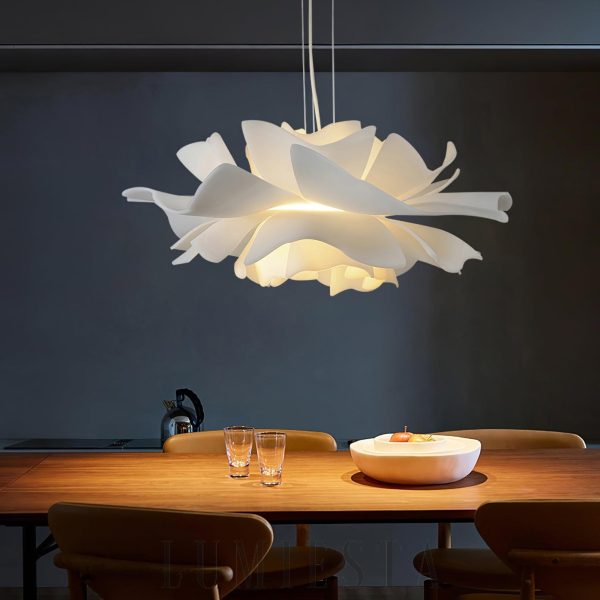 Lotus - Biała nowoczesna lampa wisząca Ø40–70 cm, do salonu