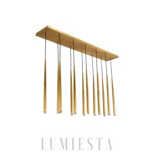 Anelo - 10-arm brass pendant lamp with crystals