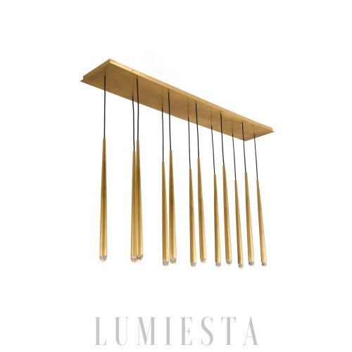 Anelo - 10-arm brass pendant lamp with crystals