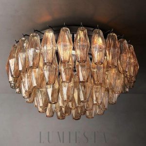 Lampa sufitowa Chara Glass 22 przezroczysta mosiężna 56cm