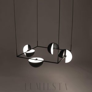 Trapeze Quartette czarna lampa wisząca - detal smukłych aluminiowych ramion