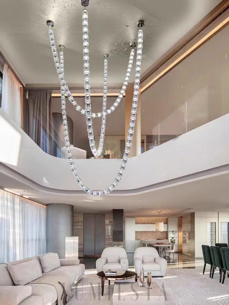 Lampa wisząca Gabriel G - ujęcie z dołu pokazujące układ przezroczystych części