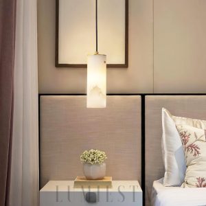 Nula - Lampa wisząca Alabaster cylindryczna, biała