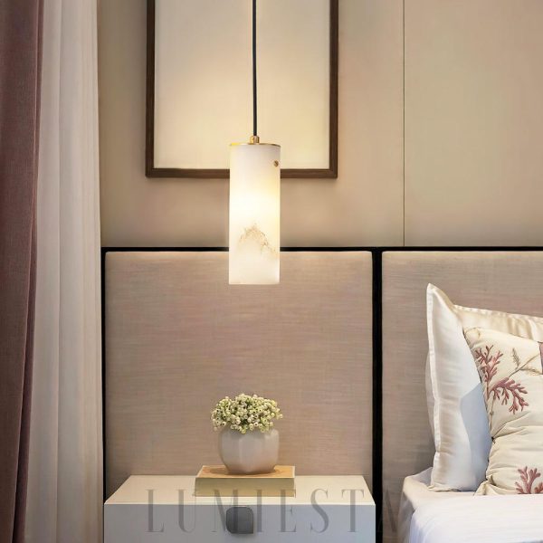 Nula - Lampa wisząca Alabaster cylindryczna, biała