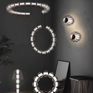 Lampa wisząca Amulet B srebrna, okrągła Ø52/74/88 cm