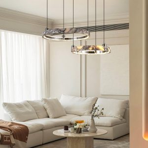 Żyrandol marmurowy okrągły biały czarny średnica 49 65cm