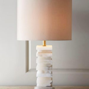 Seraph - Elegancka alabastrowa lampa stołowa 65 cm, biała