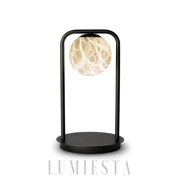 Rebirth - Lampa stołowa w czarnym i białym alabastrze 20cm