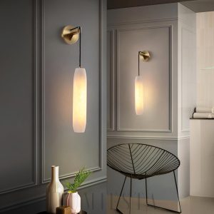 Flute - Lampa ścienna Alabaster złota z alabastru 38 cm