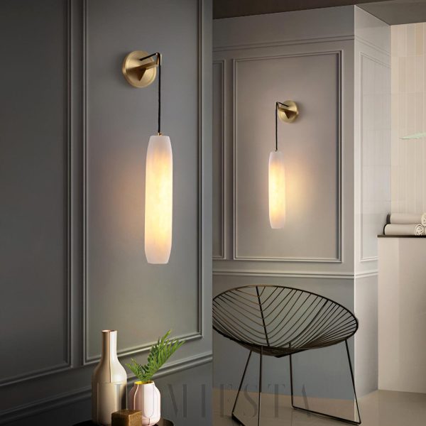 Flute - Lampa ścienna Alabaster złota z alabastru 38 cm