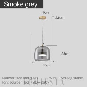 Szklana lampa wisząca industrialna 35 cm, boczny widok na industrialną bryłę