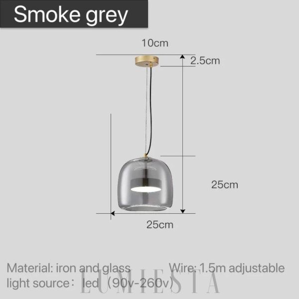 Szklana lampa wisząca industrialna 35 cm, boczny widok na industrialną bryłę