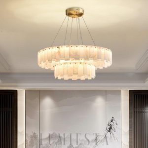 Sloane - Alabastrowa okrągła, nowoczesna, mosiądz/biała