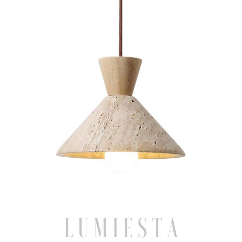 Lampa wisząca Cone z trawertynu stylowy stożek do jadalni
