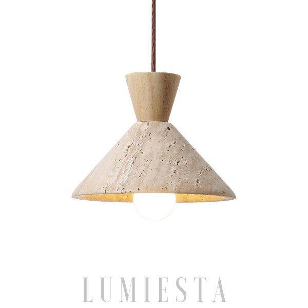 Lampa wisząca Cone z trawertynu stylowy stożek do jadalni