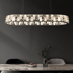 Luksusowy okrągły żyrandol alabastrowy kryształowy do salonu