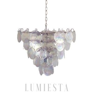 Luksusowy żyrandol Murano w kształcie dysku iryzujący 70cm