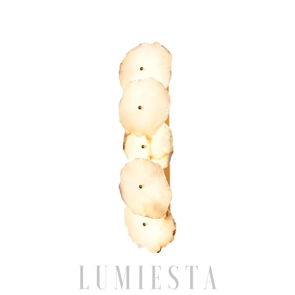 Lut - Złota lampa ścienna z alabastrem — luksus i styl