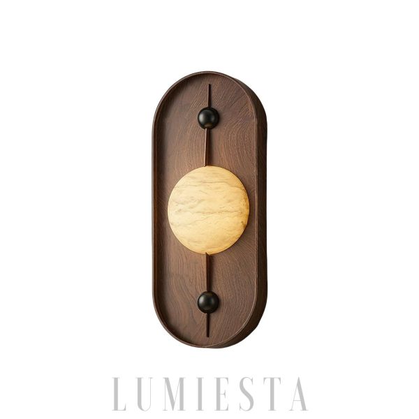 Bezel - Ścienna lampa alabastrowa orzech, ciepłe światło