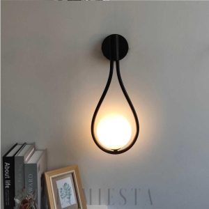 Kinkiet minimalistyczny z okrągłym szklanym kloszem, zbliżenie detalu