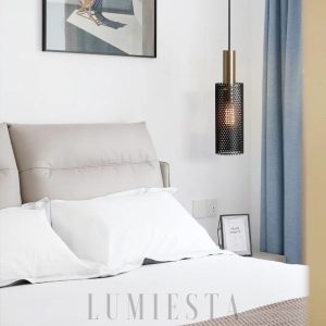 Lampa wisząca skandynawska cylindryczna z metalową osłoną