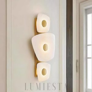 Lampa ścienna Holmdel Alabaster 29 cm biała/złota ciepłe LED