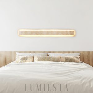 Huna - Prostokątna lampa ścienna z trawertynu beżowa - Długość 40/60/80/100/120cm