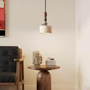 Lampa cylinderowa trawertyn beżowy złoty elegancka 12cm 22cm