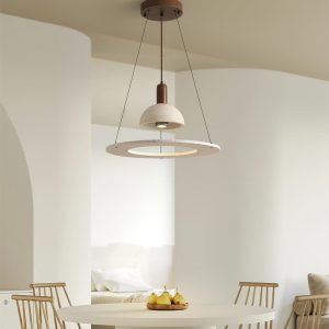 Trip - Lampa Wisząca Trawertyn Ø50cm – Designerska Lampa z Kamienia