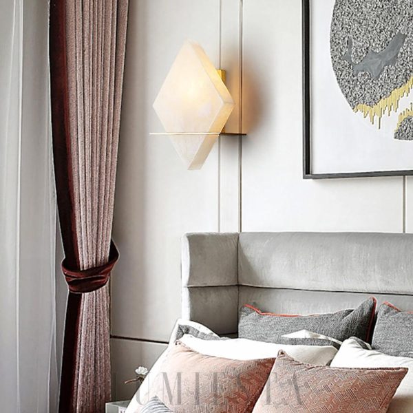 Rhombus - Alabastrowa lampa ścienna nowoczesna 20 cm