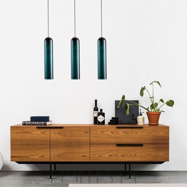 Nowoczesna lampa wisząca tuba z przezroczystym kloszem