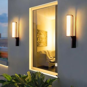 Nowoczesny zakrzywiony kinkiet ogrodowy czarny 60 cm