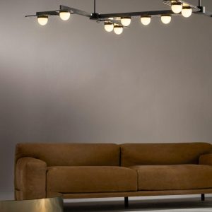 Lampa wisząca Modulo w złotym kolorze z 6 lub 11 głowami