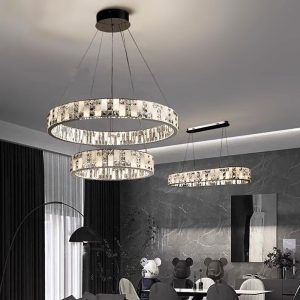 Luksusowy okrągły żyrandol alabastrowy kryształowy do salonu