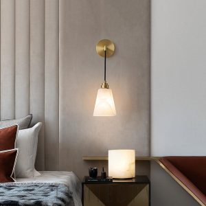 wm_12008259896197440897.jpg Mykonos - Lampa ścienna stożkowa Alabaster biało-złota