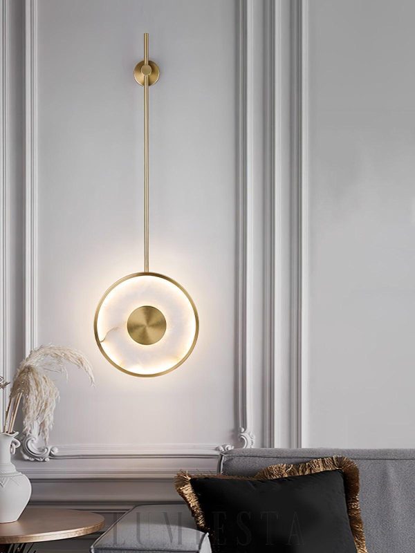 Sajama - Okrągła lampa ścienna z alabastrem, ciepłe/zimne