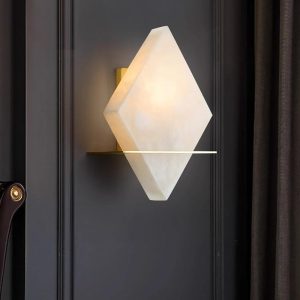 Rhombus - Alabastrowa lampa ścienna nowoczesna 20 cm