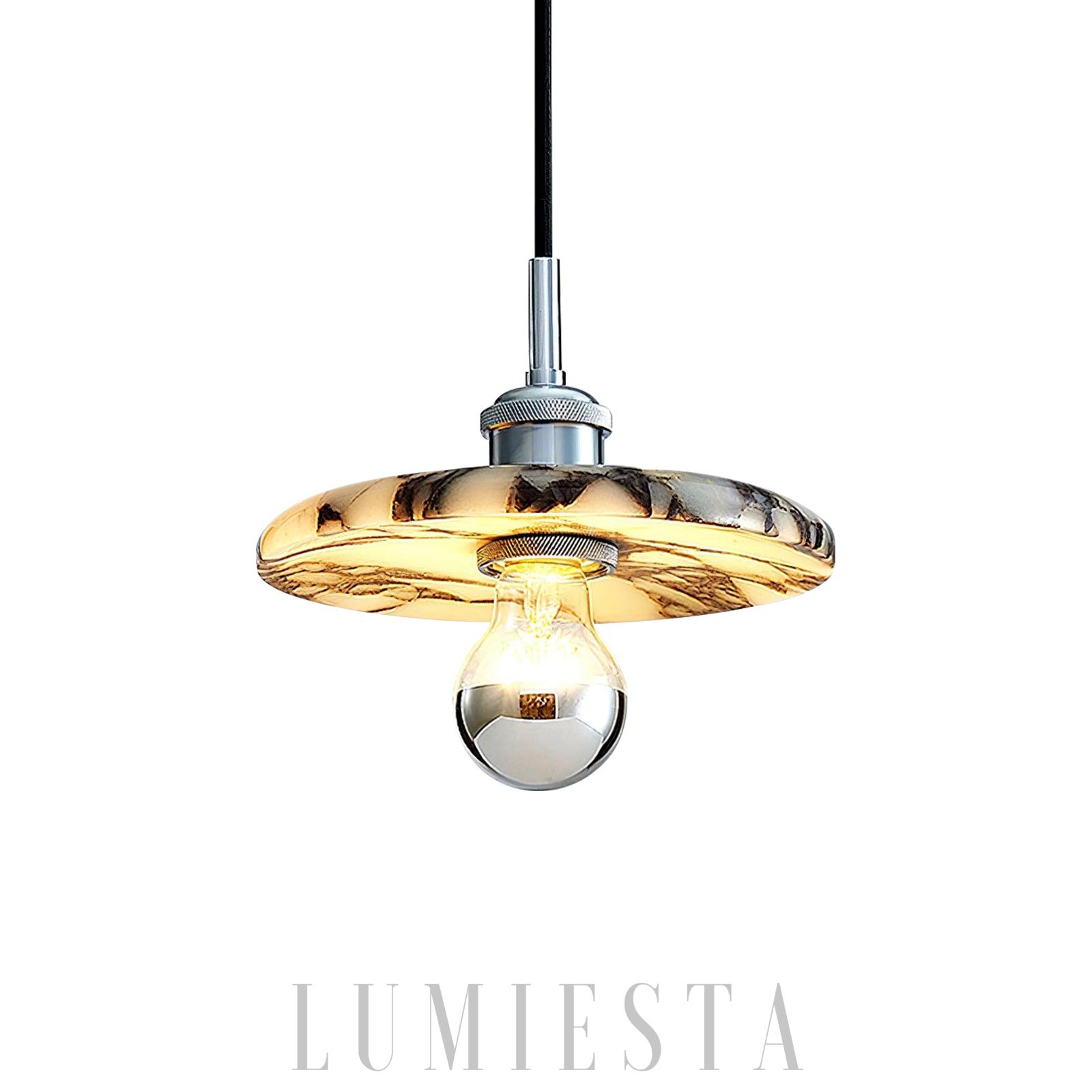 Stradova - lampa wisząca marmurowa chromowana okrągła