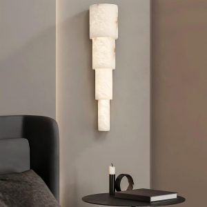 Alba - Biała lampa ścienna z alabastru, półcylindryczna