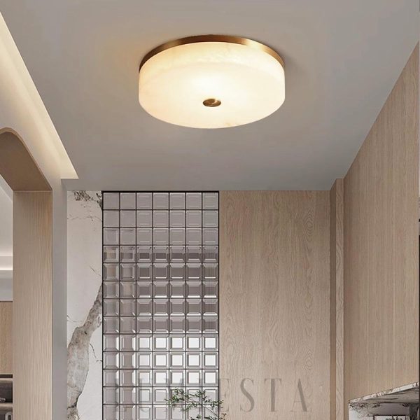 Bilbao - Alabastrowa lampa sufitowa okrągła złoto-biała, plafon Ø 30,40,50,60cm