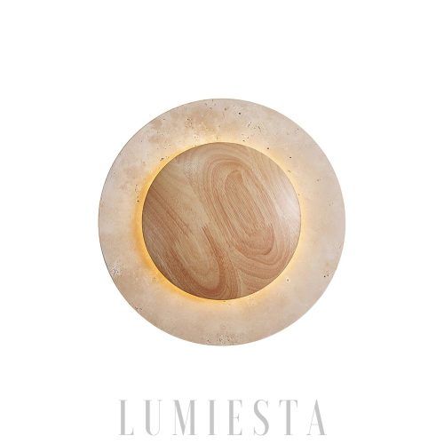wm_12201438290139345693.jpg Elegancka okrągła lampa ścienna trawertyn drewno 25cm ciepła