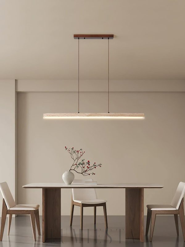 Alesandra - Nowoczesna podłużna lampa wisząca nad stół z trawertynu - Długość 120/150cm