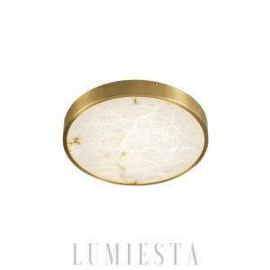 Tallinn - Geometryczna lampa sufitowa z alabastru, biała