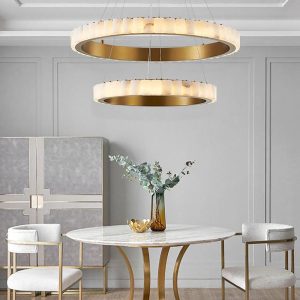 Avalon - Alabastrowy pierścień w mosiężnej oprawie