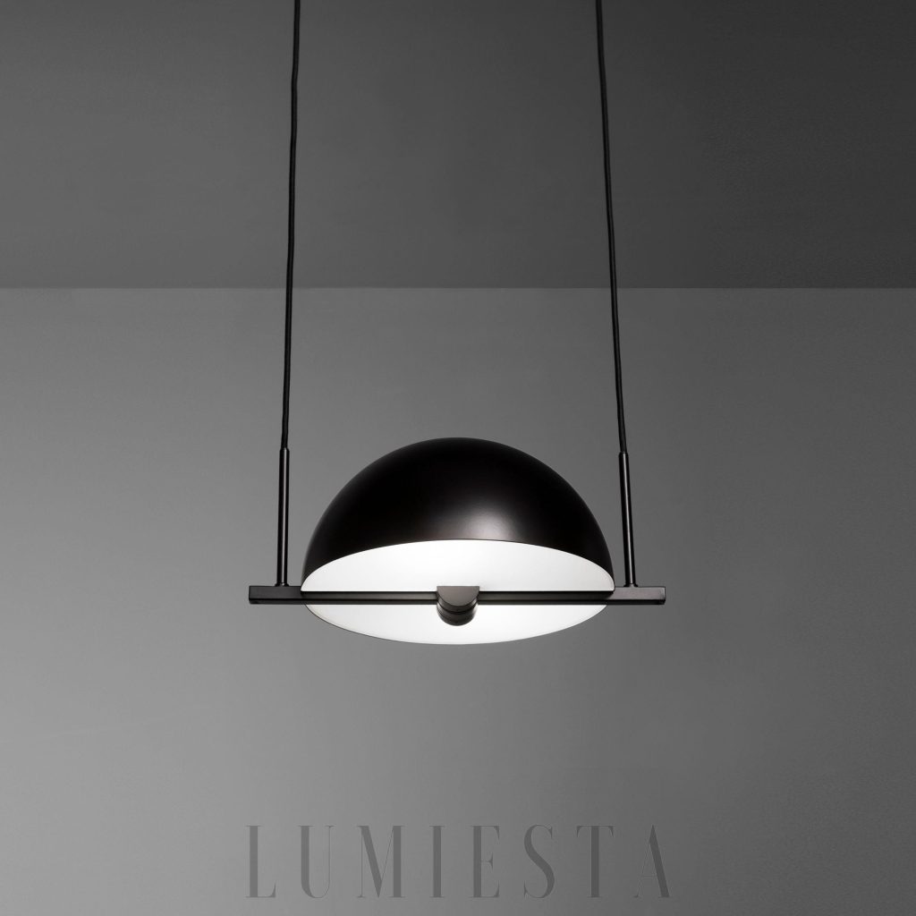 Nowoczesna lampa wisząca Trapeze czarna - sylwetka z profilem aluminiowym