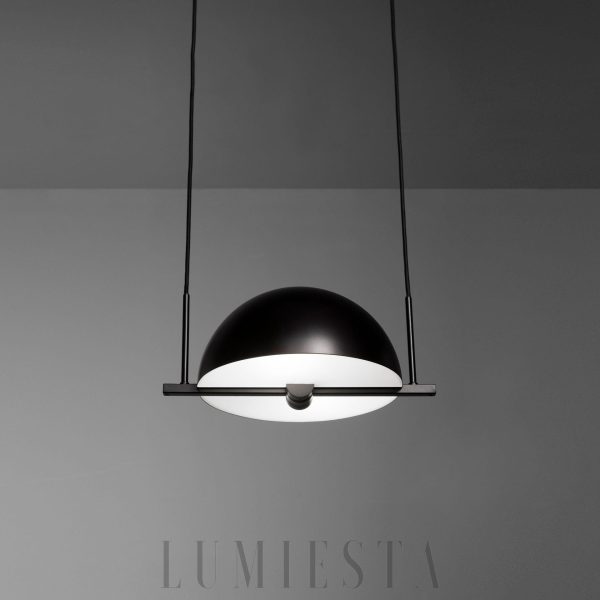 Nowoczesna lampa wisząca Trapeze czarna - sylwetka z profilem aluminiowym