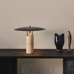 Luna - Lampa stołowa Travertine, żółto-czarna