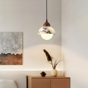 Prima - Lampa wisząca półkole marmur biały Średnica 15cm H18cm
