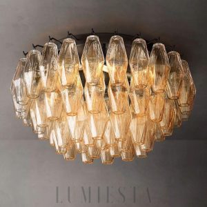Lampa sufitowa Chara Glass 22 przezroczysta mosiężna 56cm